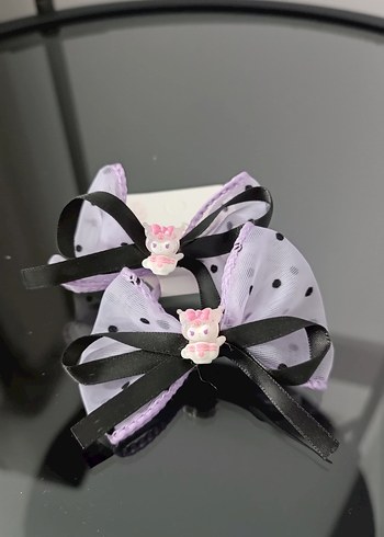 Mor Fiyonk Desenli Gotik Çocuk Saç Aksesuarları - Görsel 5