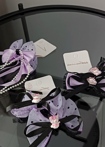 Mor Fiyonk Desenli Gotik Çocuk Saç Aksesuarları - Görsel 2