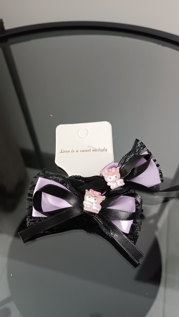 Mor Fiyonk Desenli Gotik Çocuk Saç Aksesuarları - Görsel 3