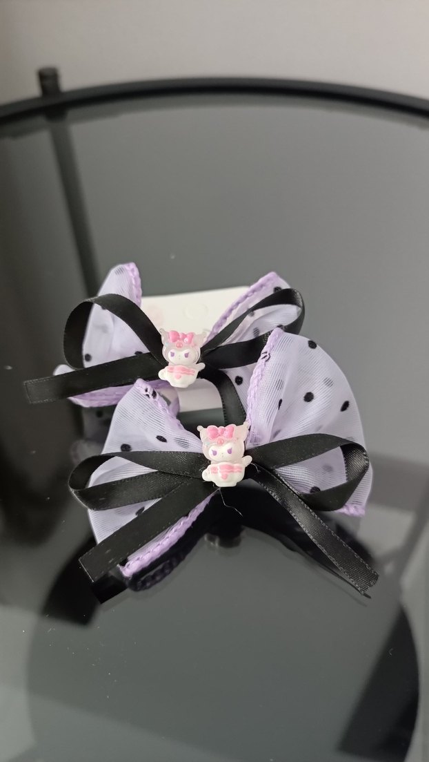 Mor Fiyonk Desenli Gotik Çocuk Saç Aksesuarları - Görsel 5