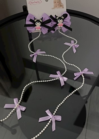 Kuromi Fiyonklu Çocuk Saç Tokası - Pembe-mor - Görsel 3