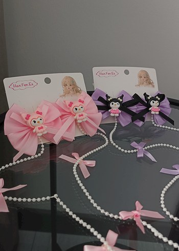 Kuromi Fiyonklu Çocuk Saç Tokası - Pembe-mor - Görsel 2