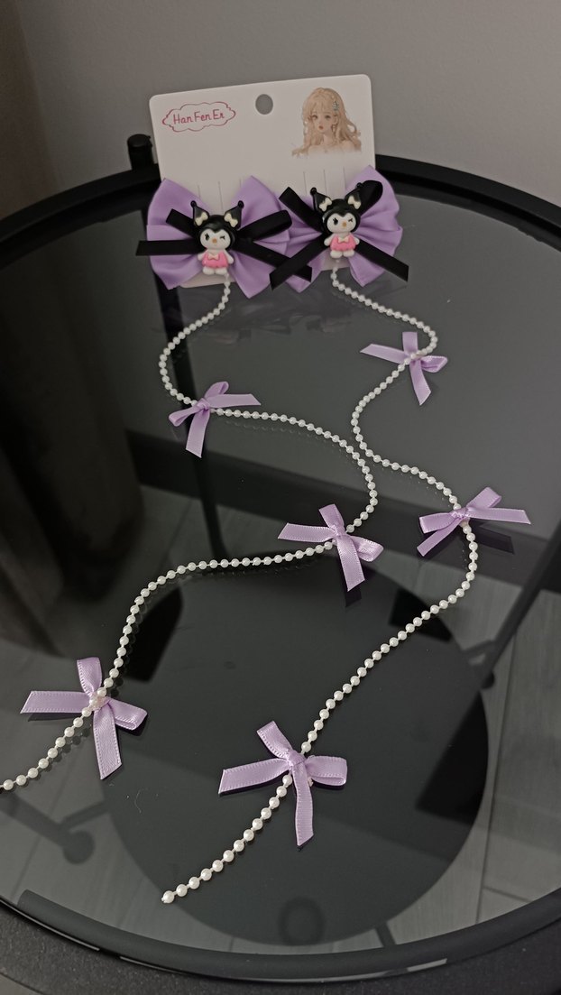 Kuromi Fiyonklu Çocuk Saç Tokası - Pembe-mor - Görsel 3