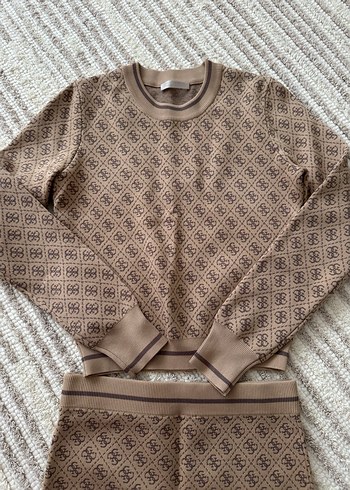 Uzun Kollu Kahverengi Triko Midi Elbise - Görsel 3