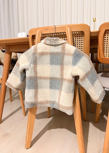 Erkek Çocuk Gri Ekose Peluş Ceket - Görsel 2