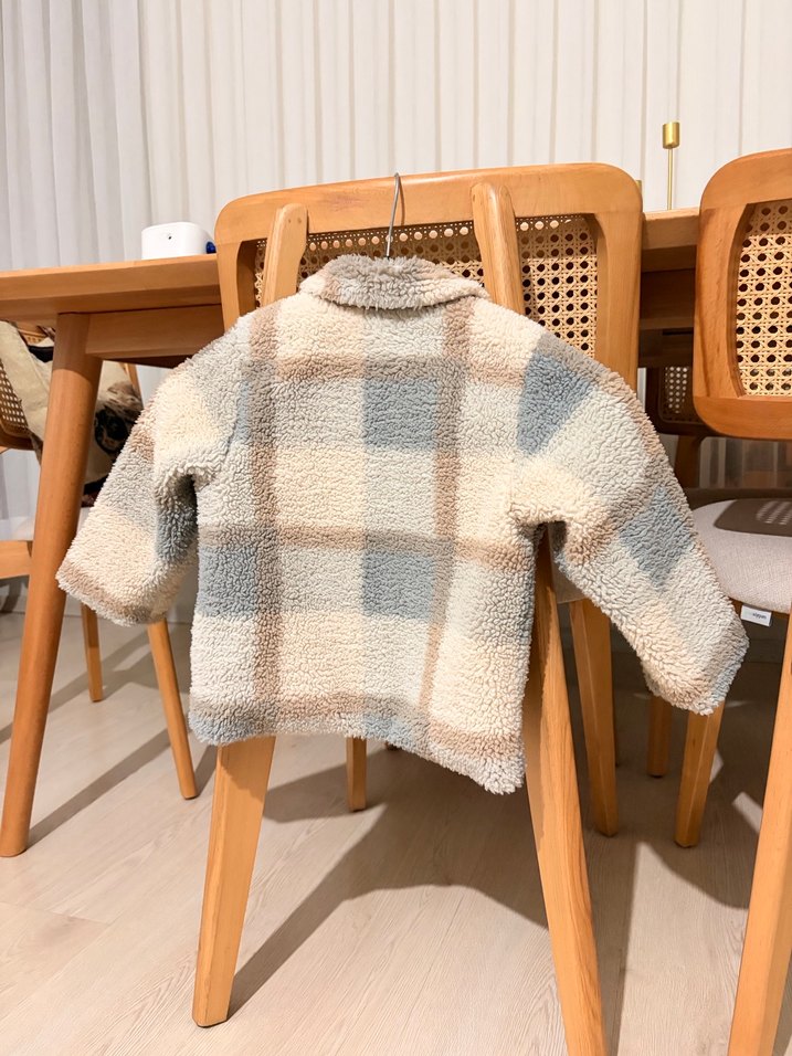 Erkek Çocuk Gri Ekose Peluş Ceket - Görsel 2