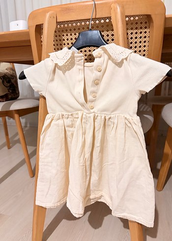 Kız Çocuk Keten Beyaz Fırfırlı Elbise - Görsel 2