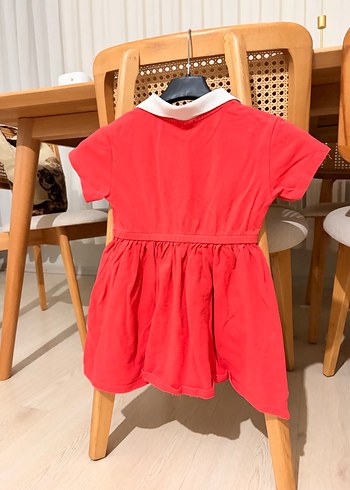 Kız Çocuk Kırmızı Kemerli Polo Yaka Elbise - Görsel 2