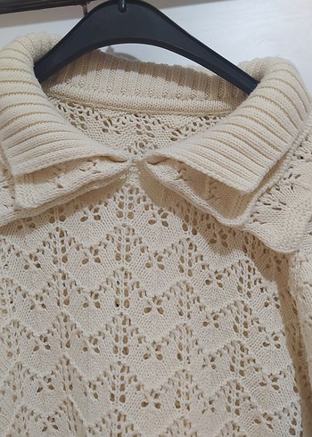 Bej Bohem Örgü Kadın Kazak - Görsel 3