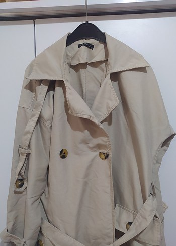 Bej Kemerli Uzun Kadın Trençkot - Görsel 2