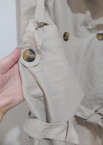 Bej Kemerli Uzun Kadın Trençkot - Görsel 4