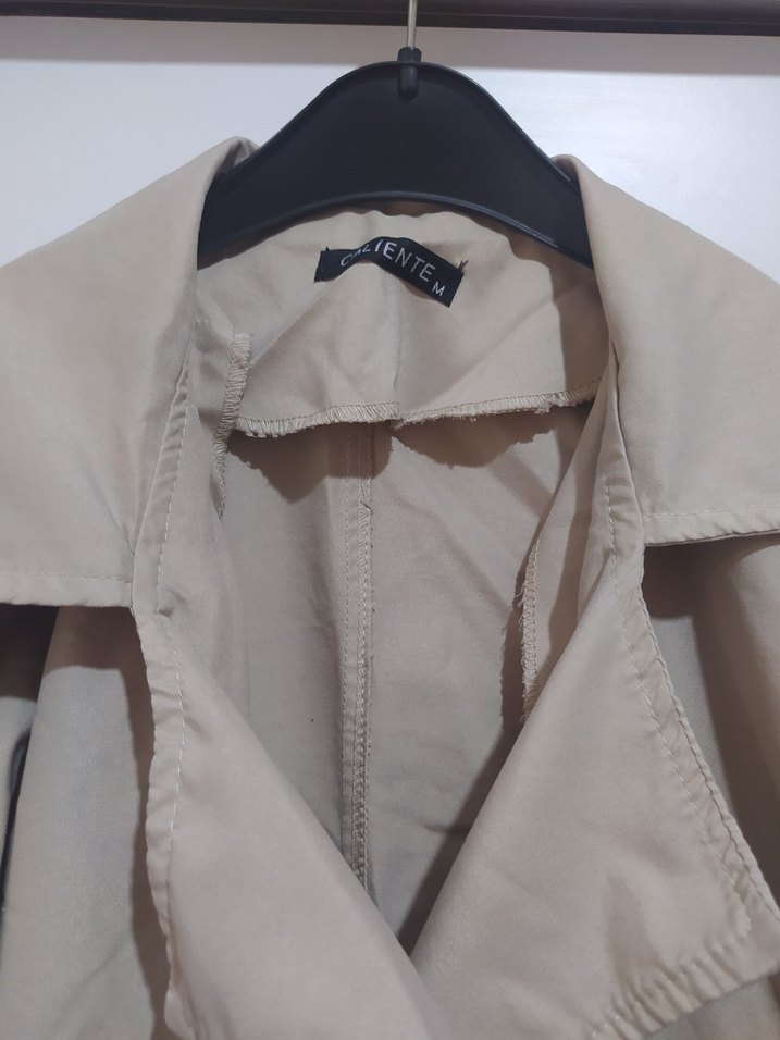 Bej Kemerli Uzun Kadın Trençkot - Görsel 3