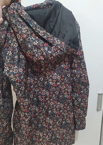 Çiçek Desenli Midi yağmurluk/trençkot - Görsel 4