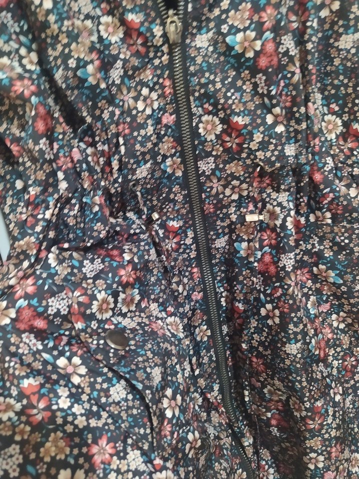 Çiçek Desenli Midi yağmurluk/trençkot - Görsel 3