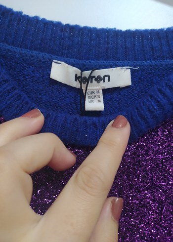 Parlak Mor Detaylı Kadın Triko Kazak - Görsel 3