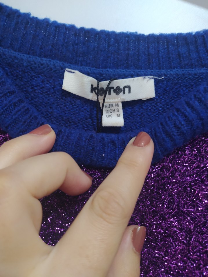 Parlak Mor Detaylı Kadın Triko Kazak - Görsel 3