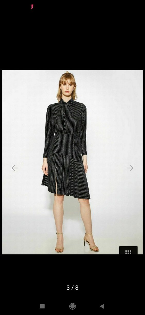 Siyah Pilili Uzun Kollu mıdır Elbise - Görsel 3