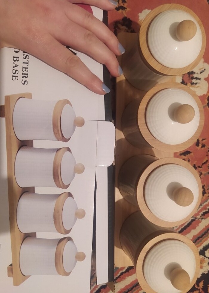 Bambu standlı 4 lü baharatlık seti  - Görsel 2