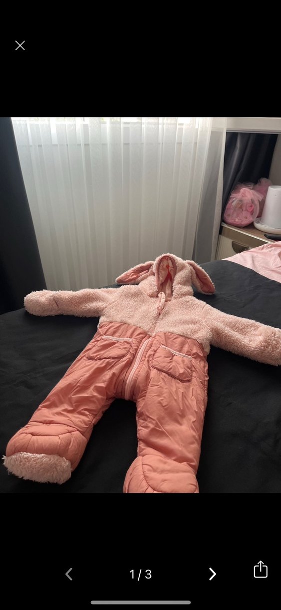 Pembe Peluş Kapüşonlu Bebek Tulumu - Görsel 4