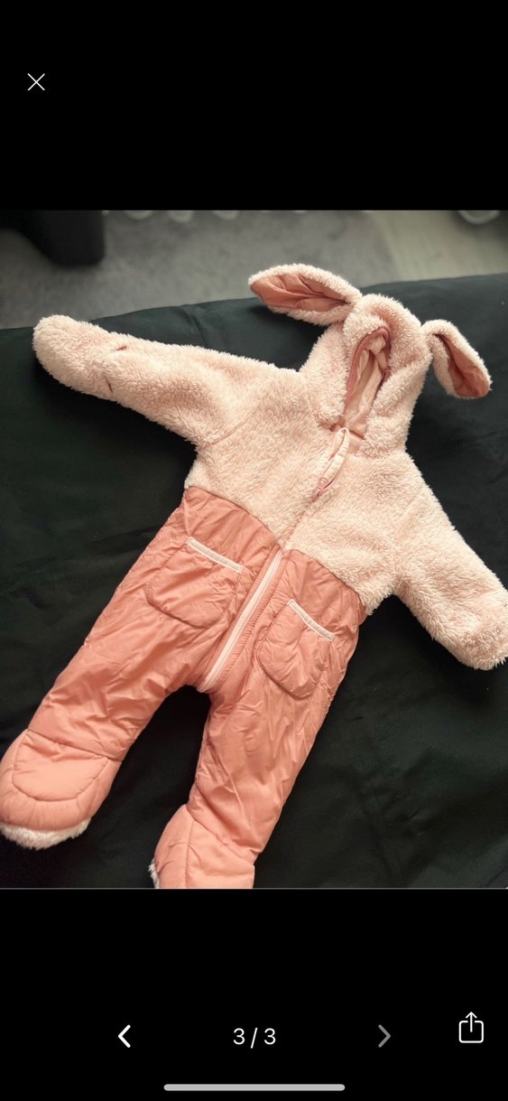 Pembe Peluş Kapüşonlu Bebek Tulumu - Görsel 3