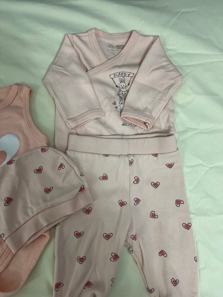 Pembe Bebek Kız Takımı Kalp Desenli - Görsel 3