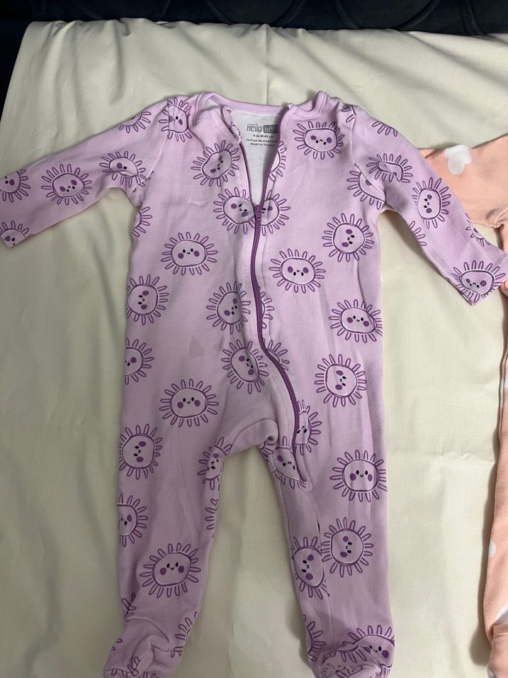 Mor Bağlama Desenli Fermuarlı Bebek Tulumu - Görsel 4