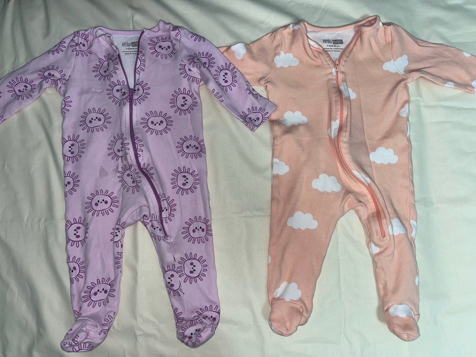 Mor Bağlama Desenli Fermuarlı Bebek Tulumu - Görsel 2