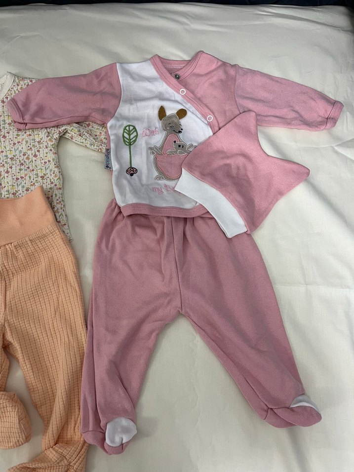 Bej Düğmeli Uzun Kollu Bebek Kıyafet Seti - Görsel 2