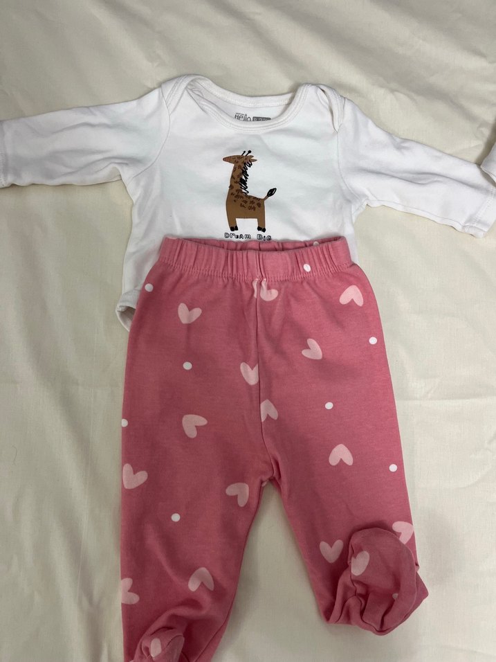 Pembe Baskılı Bebek Kız Uzun Kollu Takım - Görsel 3