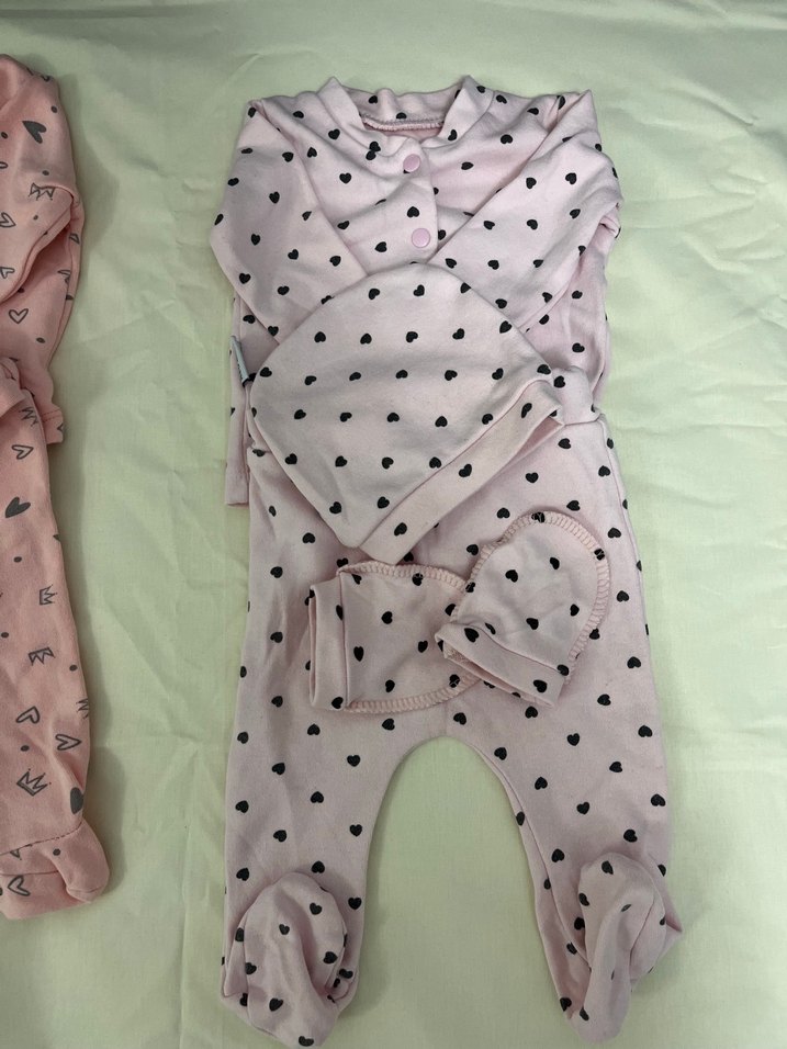 Düğmeli Bebek Kız Tulumları, Desenli, Pembe - Görsel 2