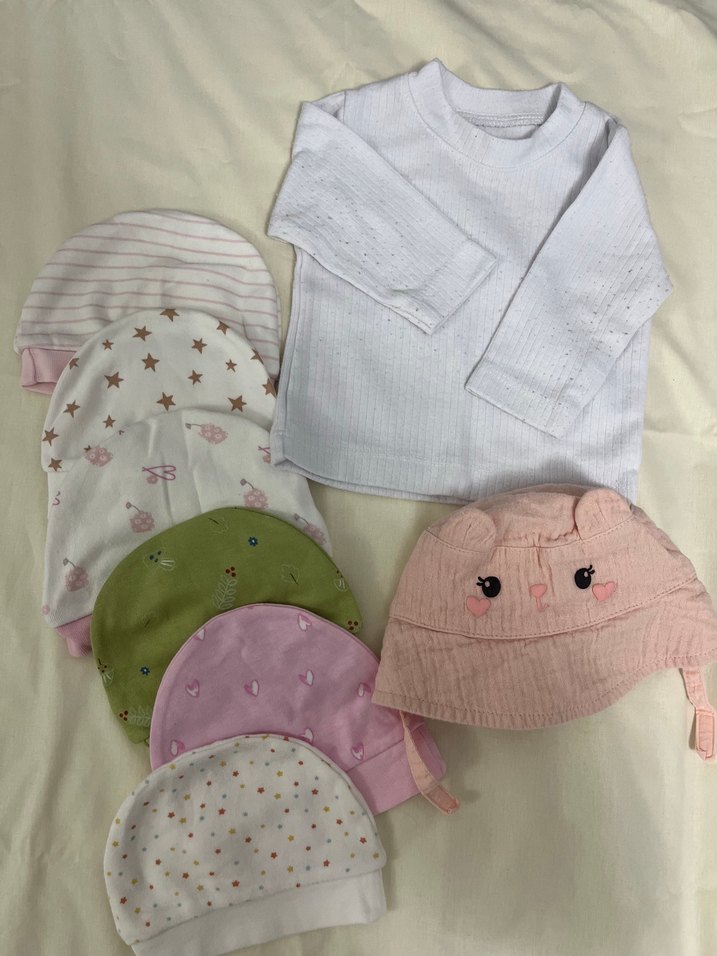 Bebek Kız Örgü Beyaz Uzun Kollu Üst ve Şapka Seti - Görsel 2