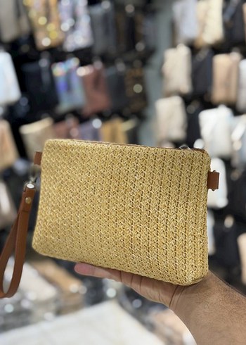 Bej Örgü Kadın Clutch Çanta