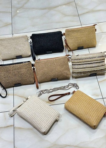  Beden camel Renk Bej Örgü Kadın Clutch Çanta