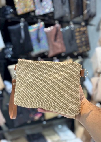 Diğer Bej Örgü Kadın Clutch Çanta