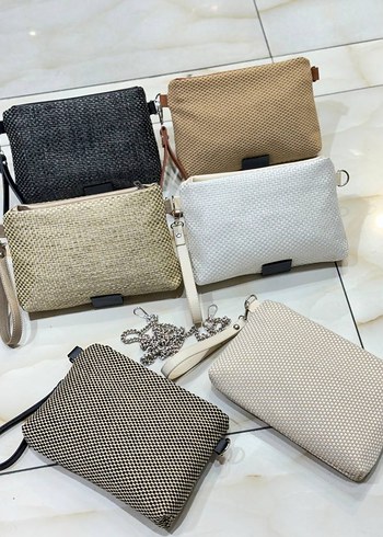  Beden Bej Örgü Kadın Clutch Çanta