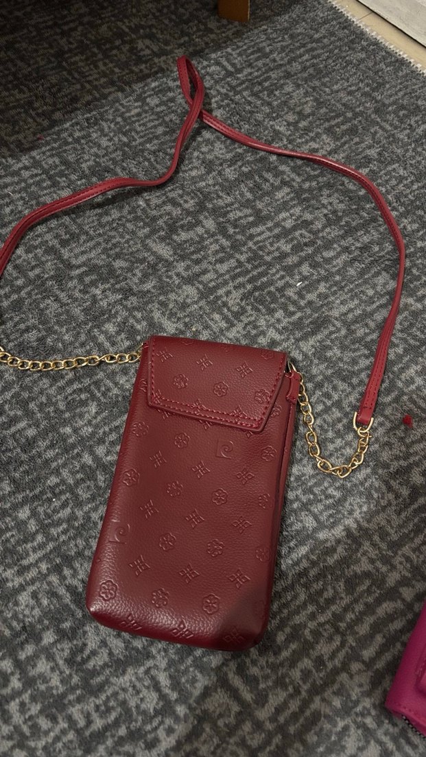 Bordo Zincir Detaylı Deri Kadın Çapraz Çanta - Görsel 2