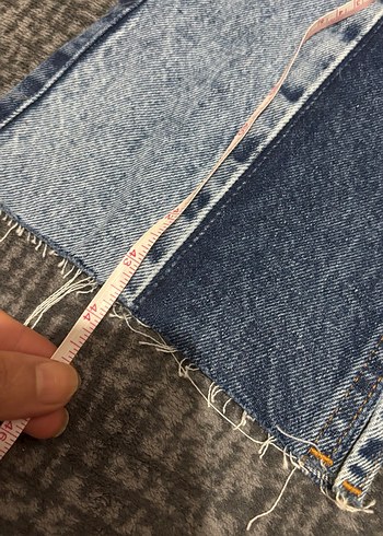 Çizgili Gri Denim Kadın Pantolon - Görsel 5