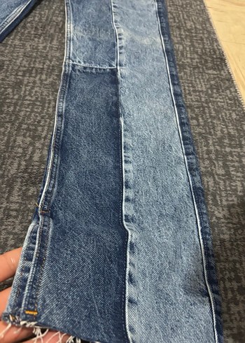 Çizgili Gri Denim Kadın Pantolon - Görsel 6