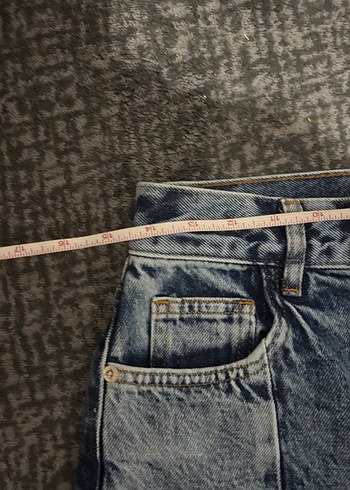 Çizgili Gri Denim Kadın Pantolon - Görsel 4