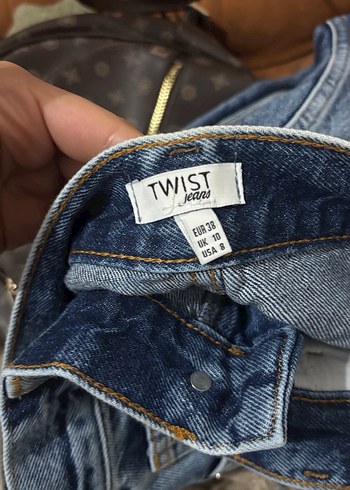 Çizgili Gri Denim Kadın Pantolon - Görsel 7