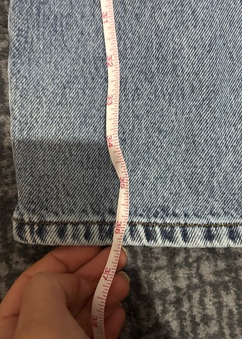 Gri Midi Boy Bol Kesim Kadın Kot Pantolon - Görsel 2