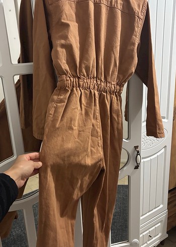 Kahverengi Kemerli Kadın Tulum - Görsel 3