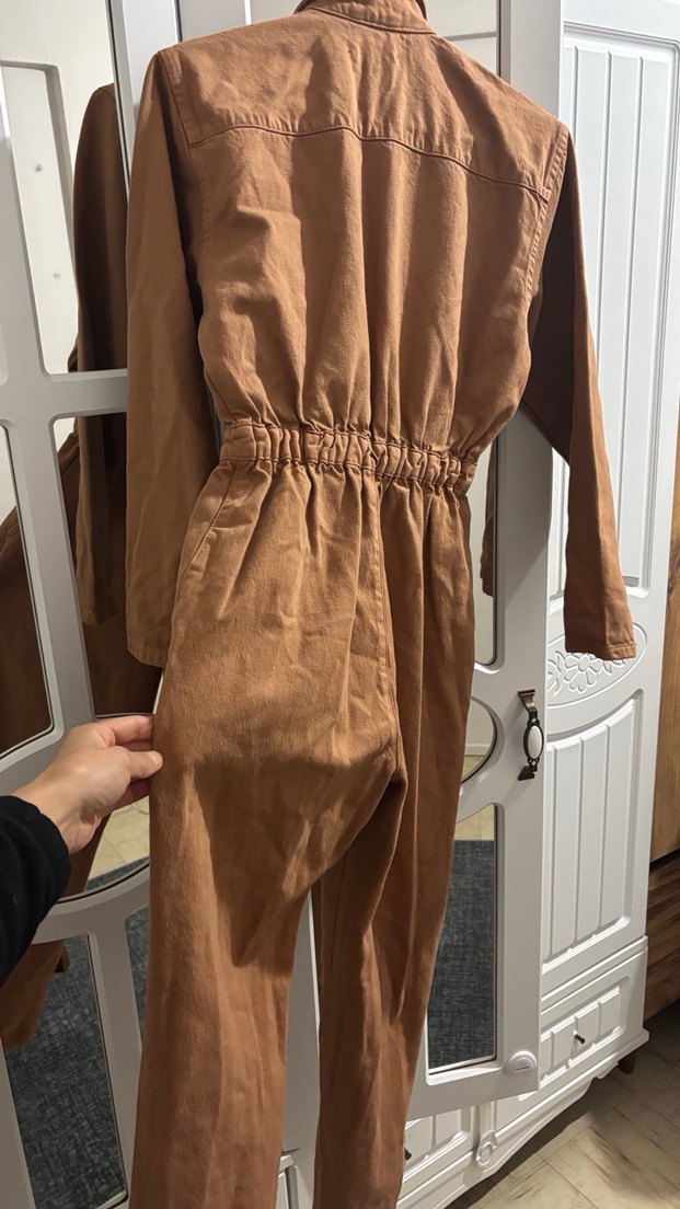 Kahverengi Kemerli Kadın Tulum - Görsel 3