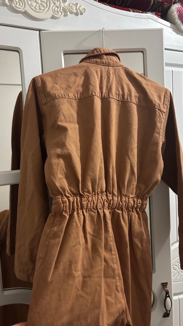 Kahverengi Kemerli Kadın Tulum - Görsel 4