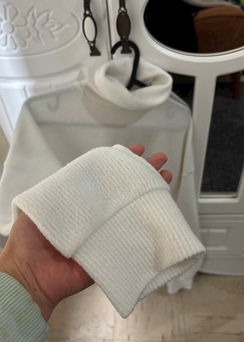 Beyaz Boğazlı Uzun Kollu İnce Triko Kazak - Görsel 7