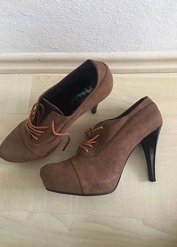 40 Beden Kahverengi Süet Stiletto Topuklu Kadın Ayakkabı