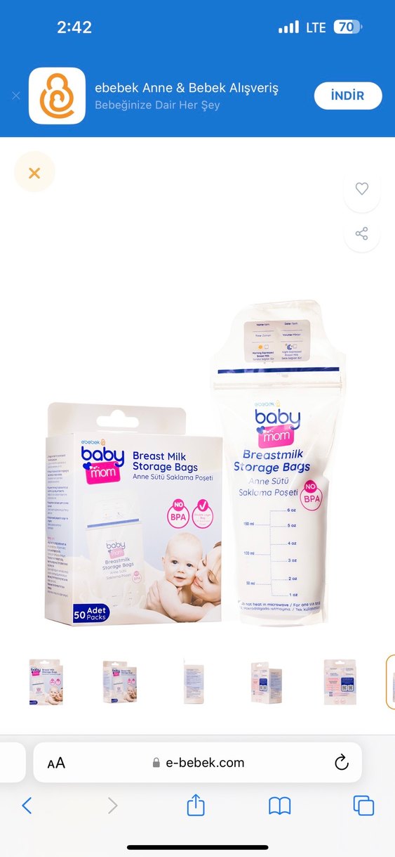 Bej Anne Sütü Saklama Poşeti 50'li Paket - Görsel 4