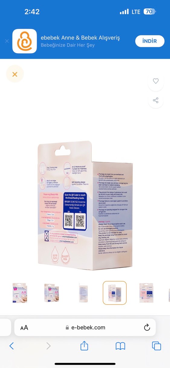 Bej Anne Sütü Saklama Poşeti 50'li Paket - Görsel 3