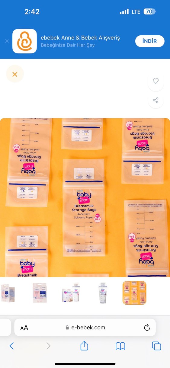 Bej Anne Sütü Saklama Poşeti 50'li Paket - Görsel 2