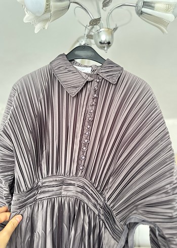H&M Nage marka Pliseli Uzun Elbise Abiye